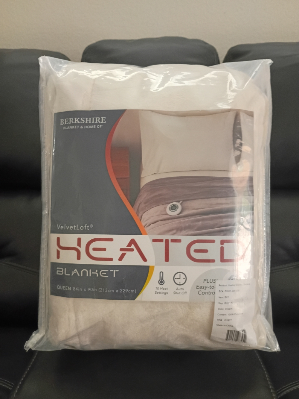 Berkshire VelvetLoft Heated Blanket - Cream NWT